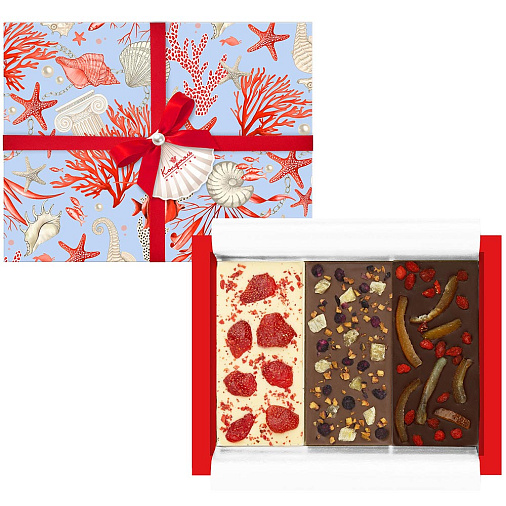 Набор шоколада 3 вкуса с добавками: горький, молочный, белый 300г