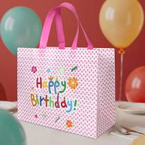 Подарочный пакет на День рождения 32*14*25,5 см светло-розовый