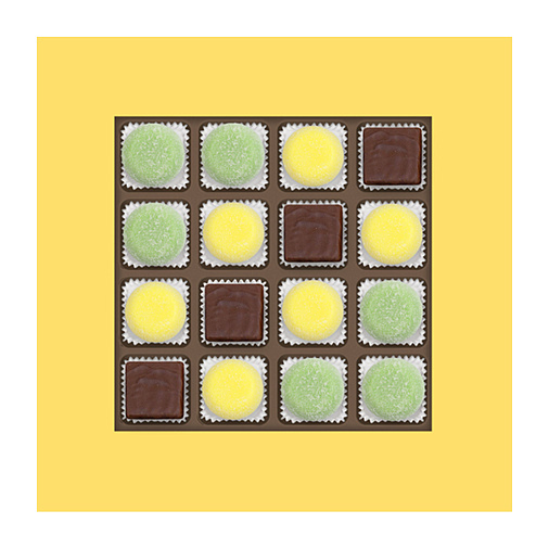 Набор конфет: мармелад со вкусом «Банан», «Зеленая дыня», лимонное суфле в горьком шоколаде 225г