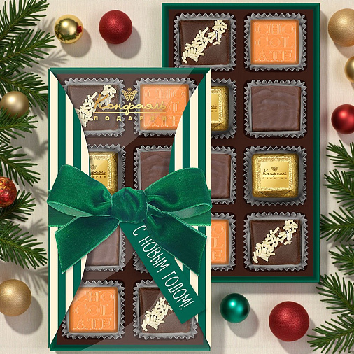 Новогодний набор: мягкий грильяж, ассорти, суфле, цукаты, чай, варенье 325г