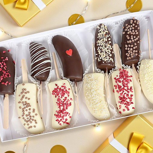 Свежие бананы в горьком и белом шоколаде набор 700г