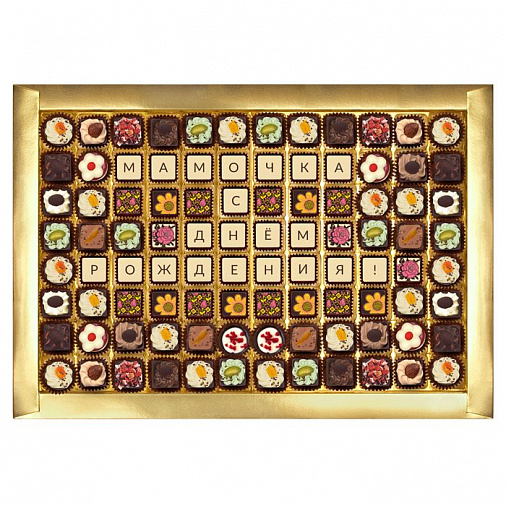 Шоколадная телеграмма Мамочка с днем рождения! набор конфет ассорти 1080г