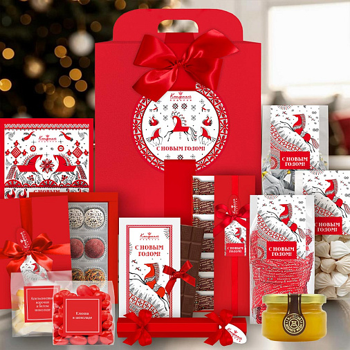"Новогодняя сумочка" набор: шоколад, драже, мармелад, крр, конфеты, меренги, мед 1185г