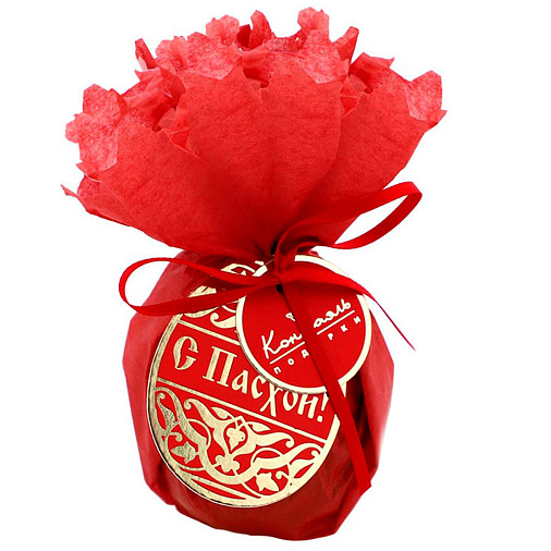 Яйцо белый шоколад (красная завертка)