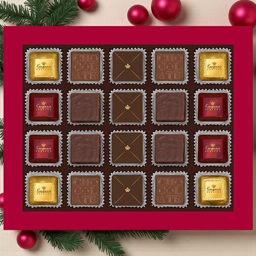 Новогодний набор шоколадных конфет красный 170г