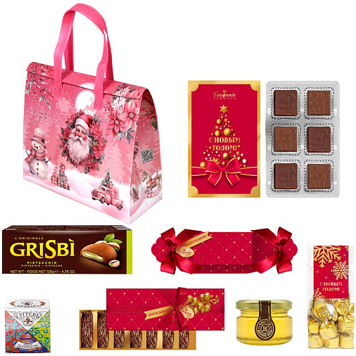 Термопакет "Дед Мороз" с конфетами, медом, чаем 