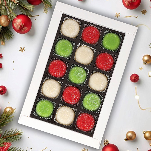 Новогодний набор мармелада желейного: "Сливочная намелака", "Личи", "Зеленая дыня" 255г