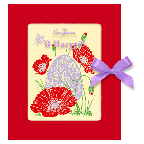 "С Пасхой" открытка белый шоколад 