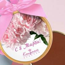 «С 8 марта» медаль молочный шоколад (цветы)