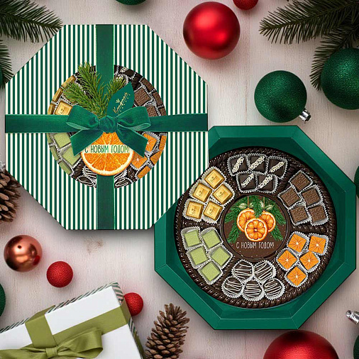 Новогодний набор конфет ассорти, мягкий грильяж, мармелад 375г