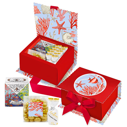 Подарочный набор: драже, шоколадные конфеты, чай 170г