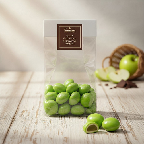 Мармелад яблоко в белом шоколаде драже