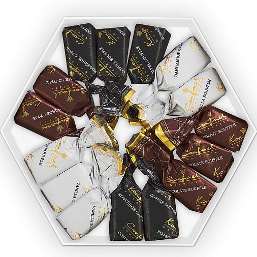 Новогодний набор суфле в шоколаде (ванильное, шоколадное, кофейное) 105г (пейзаж)