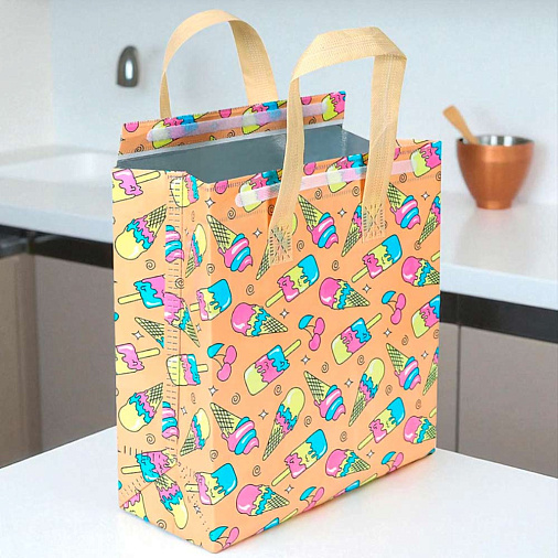 Термопакет цветной "Мороженое" 25*26*10 (застежка-липучка многоразовая)