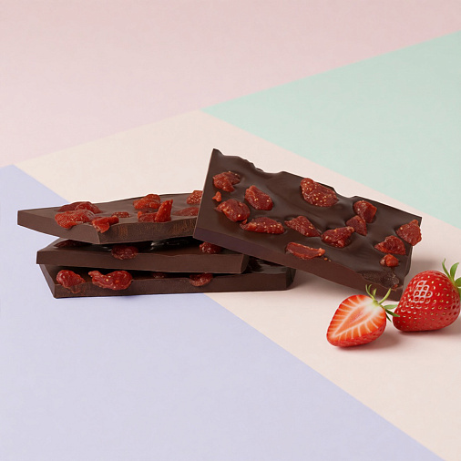 Горький шоколад с клубникой (ломаный)