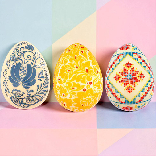 "Россия" набор 3 яйца белый шоколад