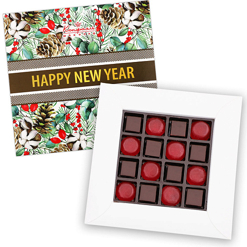 Новогодний набор: мармелад "Вишневый", конфеты "Суфле" в горьком шоколаде 180г