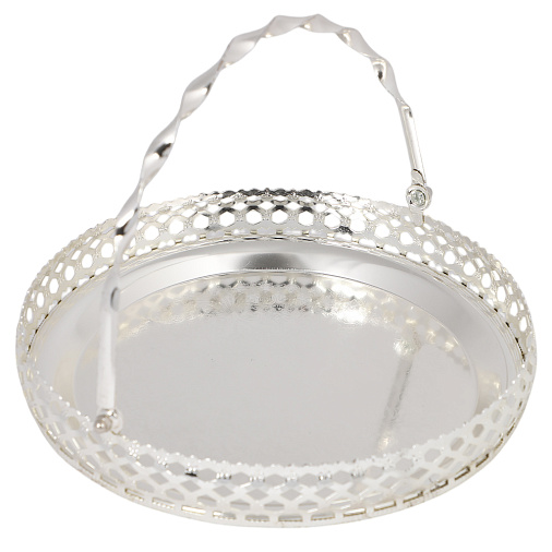 Блюдо круглое декоративное из металла (серебро)