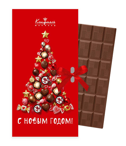 "С Новым годом! Елка красная шоколад молочный 