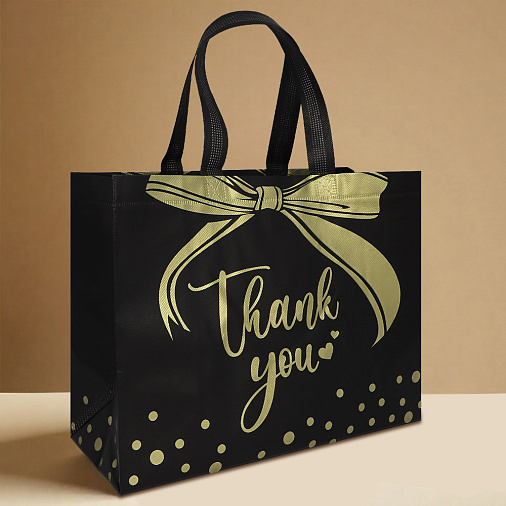Подарочный пакет Thank you 32*14*25,5 см черный