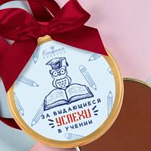 "За выдающиеся успехи в учении" медаль молочный шоколад
