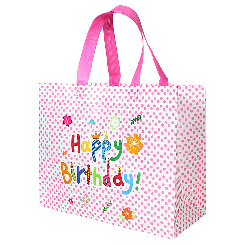 Подарочный пакет на День рождения 32*14*25,5 см светло-розовый