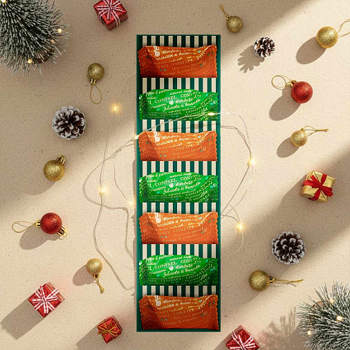 Новогодний набор двуслойных конфет мармелад и суфле в горьком шоколаде 105г