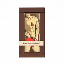 Открытка Мужчина в красном Шоколад белый фигурный с декором 35г